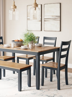 Gesthaven Dining Table with 4 Chairs and Bench (Set of 6) - MyWaynesHome #