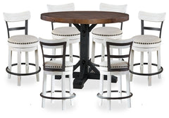 Valebeck Counter Height Dining Table and 6 Barstools