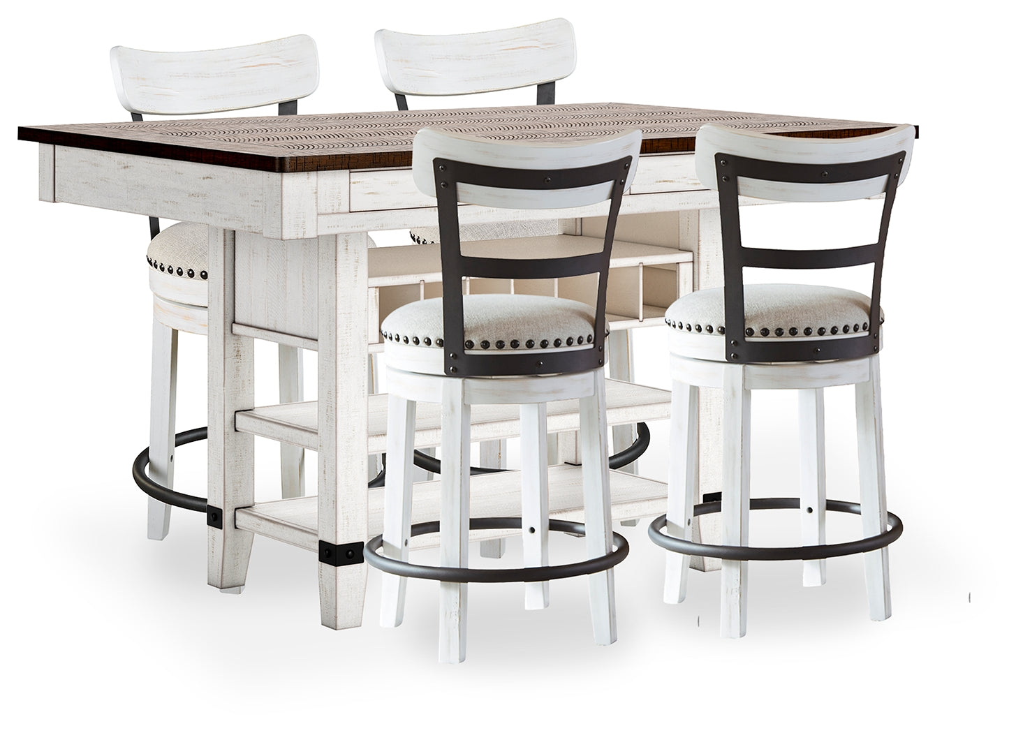 Valebeck Counter Height Dining Table and 4 Barstools