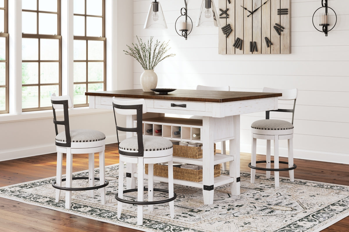 Valebeck Counter Height Dining Table and 4 Barstools