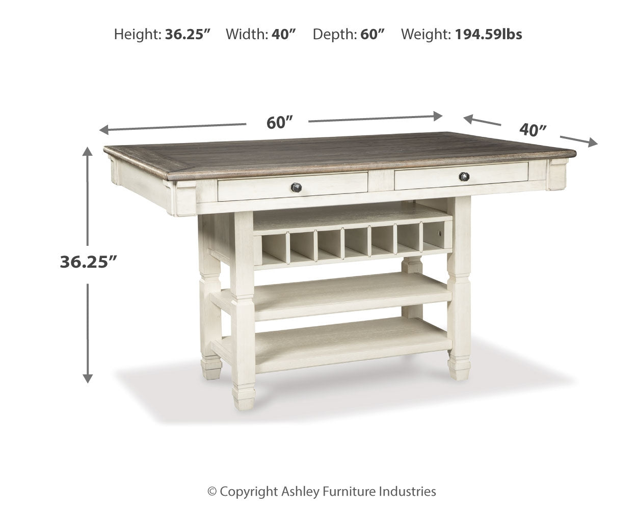 Bolanburg Counter Height Dining Table and 6 Barstools with Server