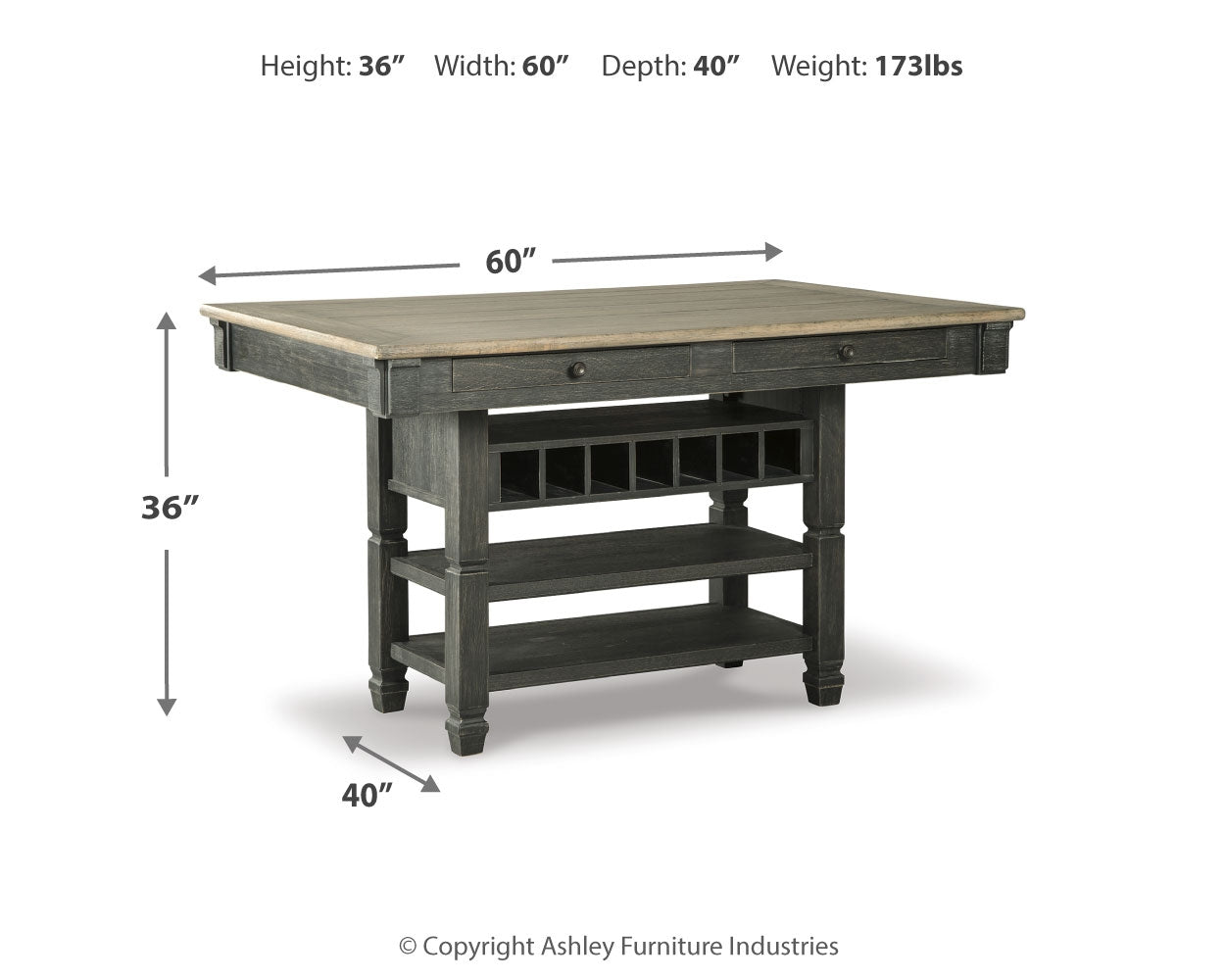 Tyler Creek Counter Height Dining Table with 4 Barstools