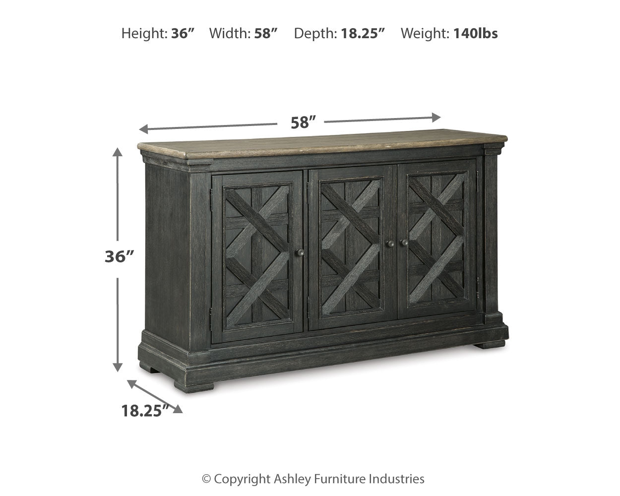 Tyler Creek Counter Height Table with 4 Barstools, Server and Display Cabinet