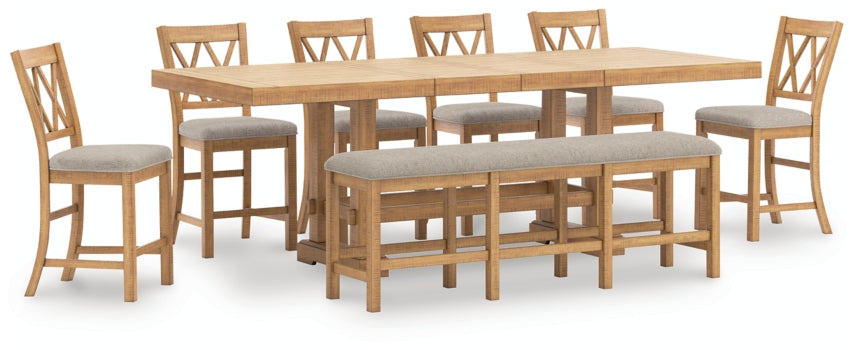 Havonplane Counter Height Dining Table, 6 Barstools and Bench