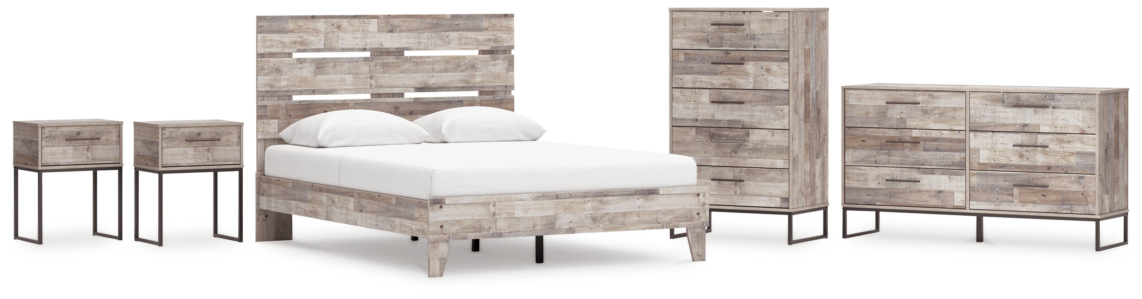 Neilsville Queen Platform Bed, Dresser, Chest and 2 Nightstands