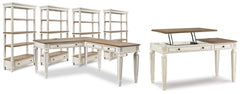 Realyn Lift-top Desk, L-shaped Desk and 4 Bookcases
