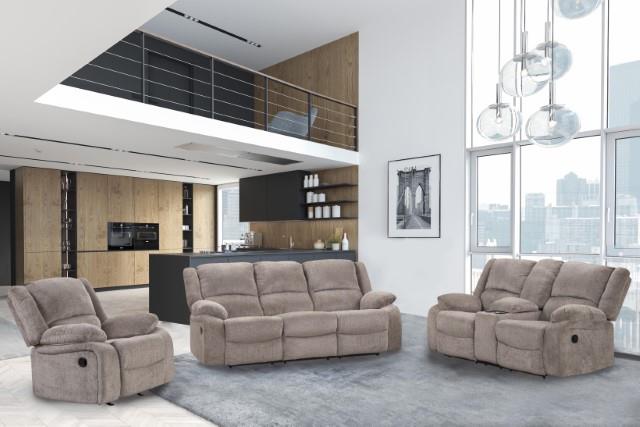Reclining Sofa-Loveseat With Console And Recliner Set-Gray - MyWaynesHome #