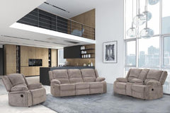 Reclining Sofa-Loveseat With Console And Recliner Set-Gray - MyWaynesHome #