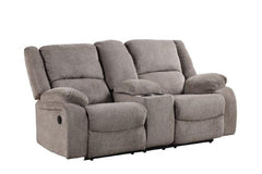 Reclining Sofa-Loveseat With Console And Recliner Set-Gray - MyWaynesHome #