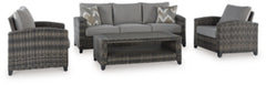 Oasis Court Outdoor Sofa/Chairs/Table Set (Set of 4) - MyWaynesHome #