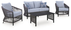 Bridges Beach Outdoor Love/Chairs/Table Set (Set of 4)