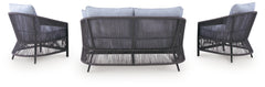 Bridges Beach Outdoor Love/Chairs/Table Set (Set of 4)
