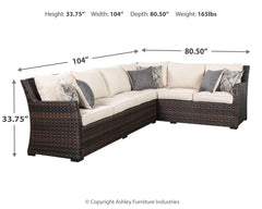 Easy Isle 3-Piece Outdoor Sofa Sectional with Lounge Chair and Table