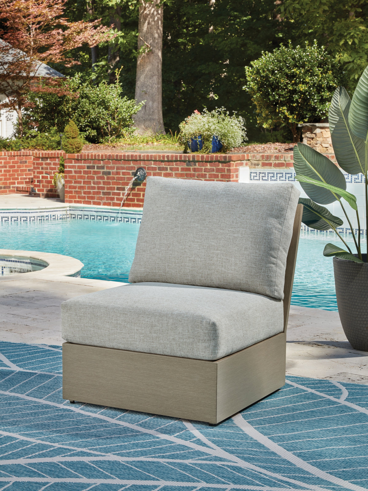 Kimpton Isle Outdoor Armless Chair with Cushion