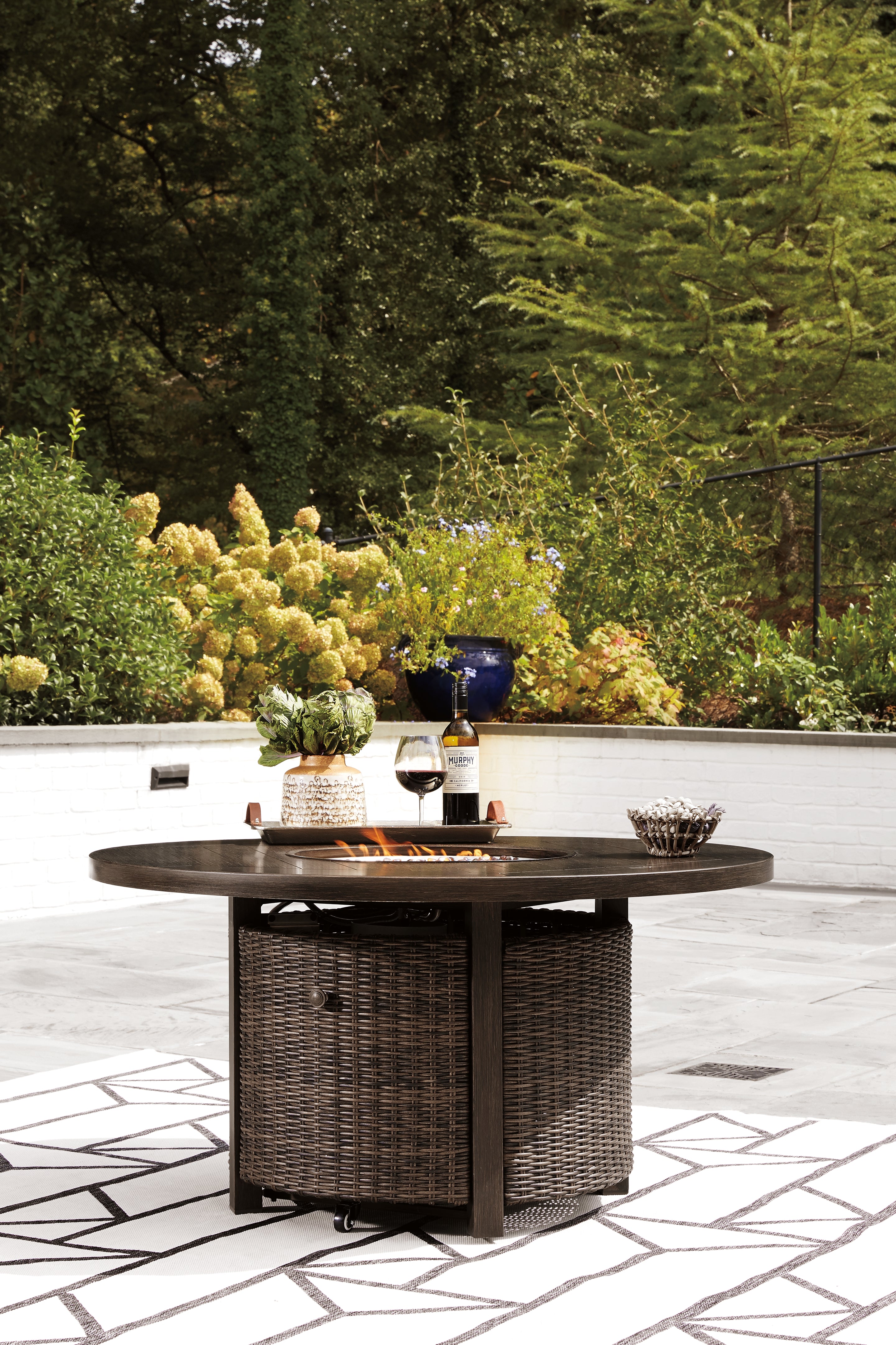 Paradise Trail Outdoor Fire Pit Table with 4 Lounge Chairs