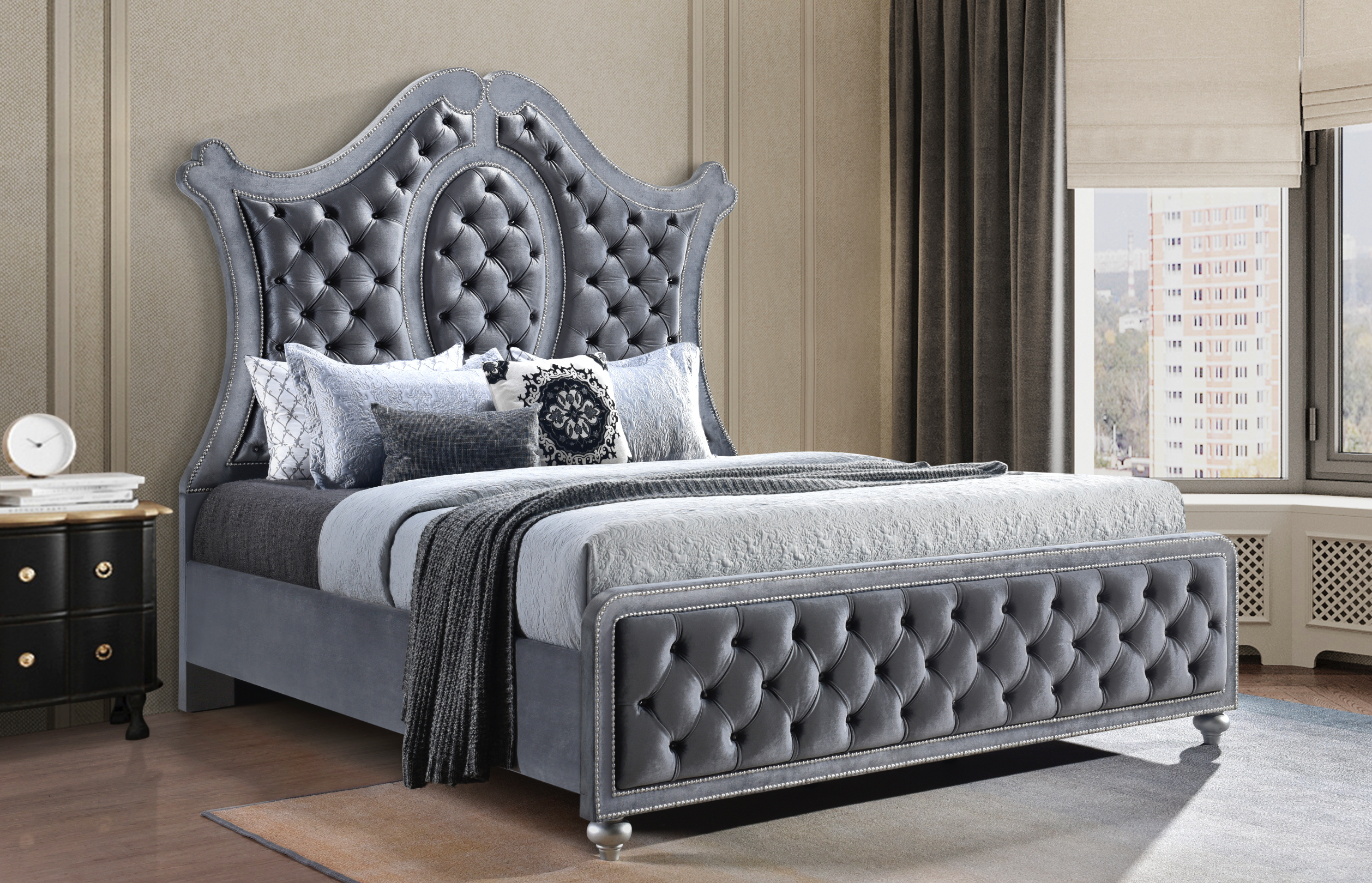 Cameo Gray Upholstered Panel Bedroom Set - MyWaynesHome #