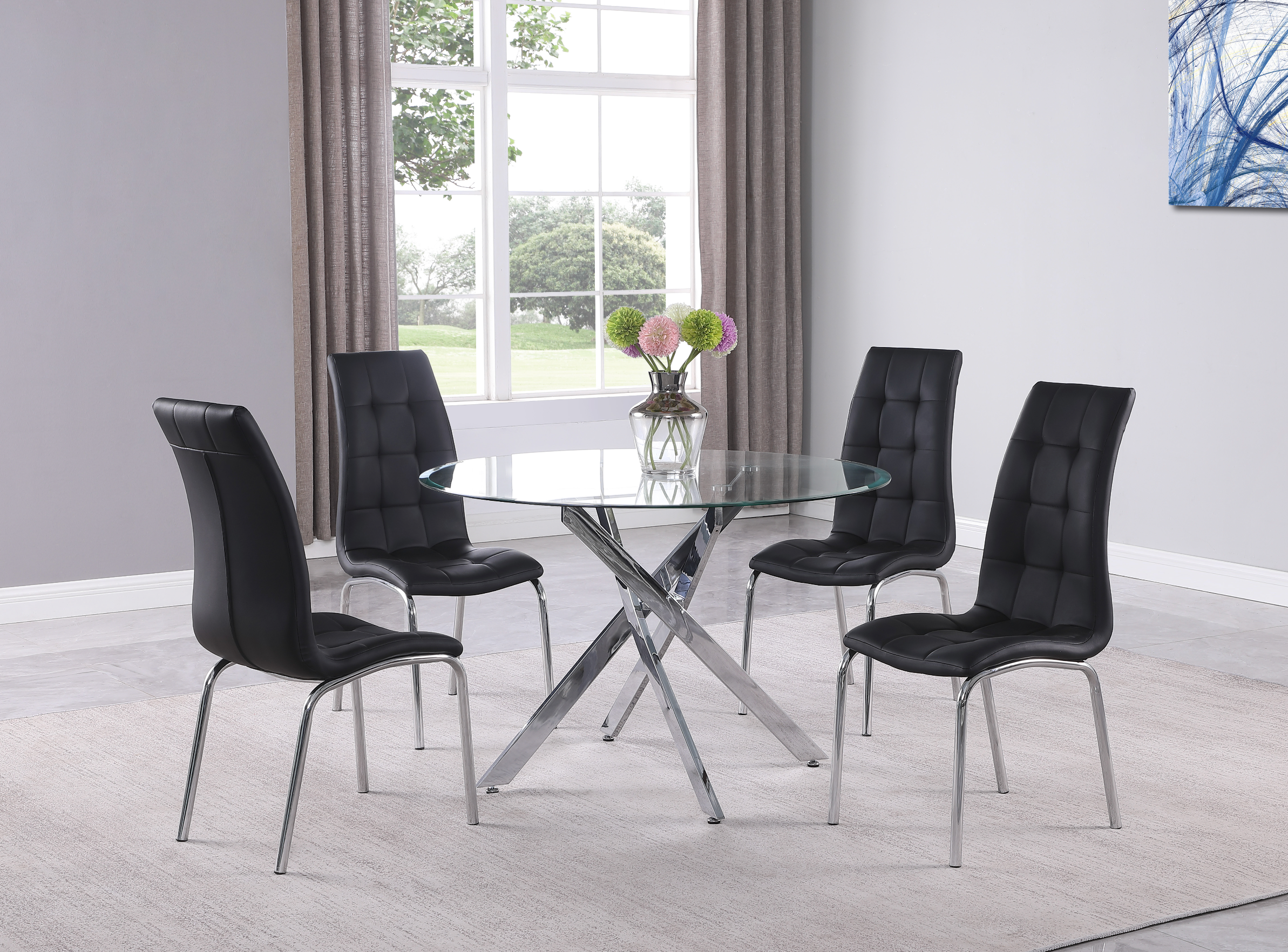 Jetta Chrome Round Dining Table - MyWaynesHome #