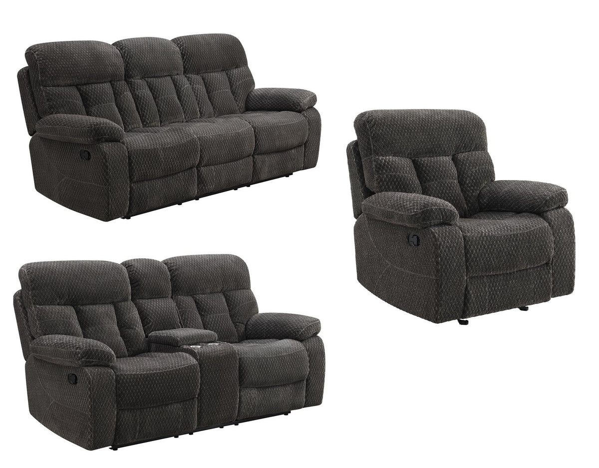 BRAVO SOFA-LOVESEAT AND RECLINER SET-CHARCOAL - MyWaynesHome #