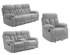 BRAVO SOFA-LOVESEAT AND RECLINER SET-STONE - MyWaynesHome #