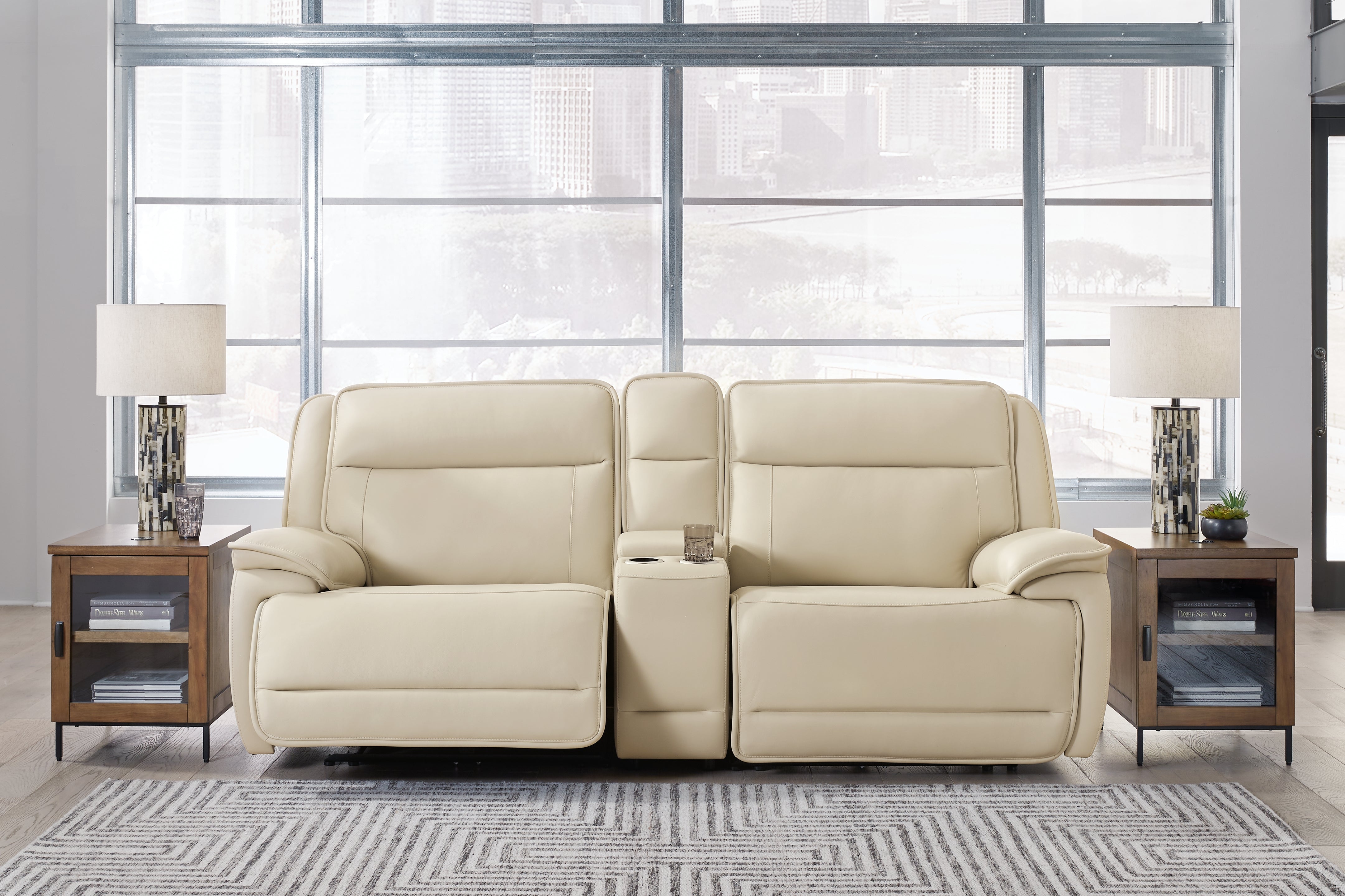 Double Deal 2-Piece Power Reclining Loveseat Sectional with Console - MyWaynesHome #
