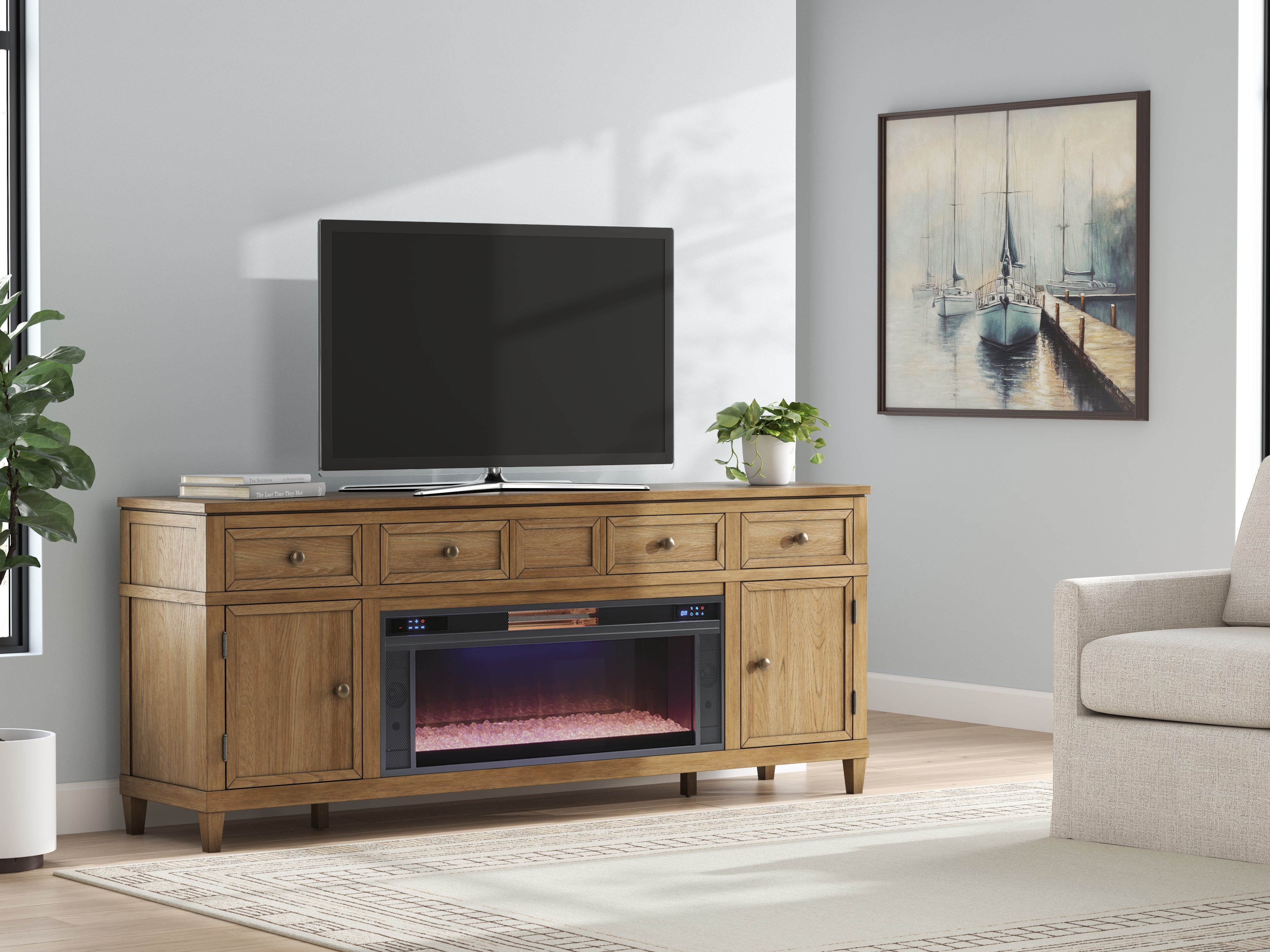 Sharlance 81" TV Stand with Electric Fireplace