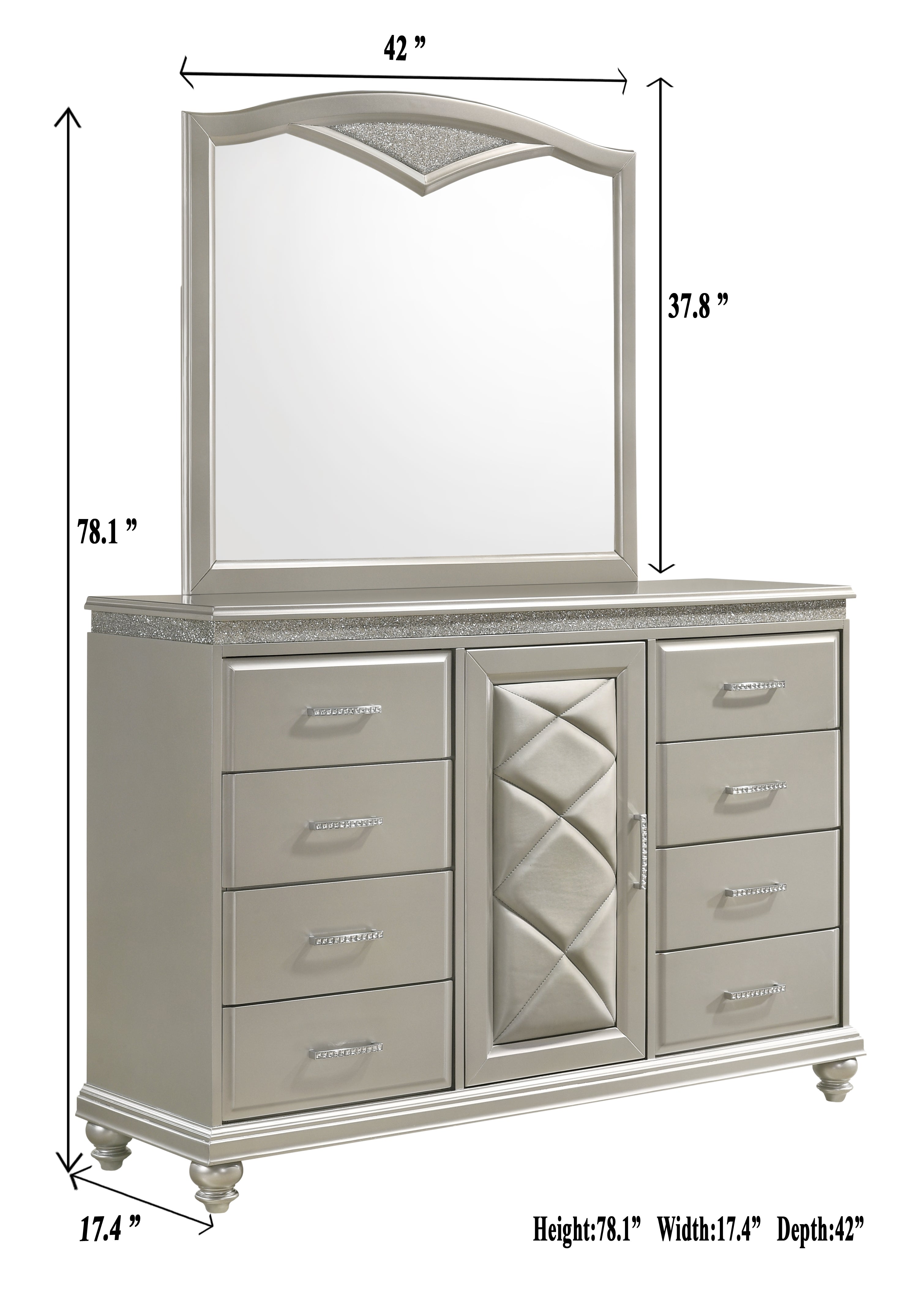 Valiant Champagne Silver Upholstered Panel Bedroom Set - MyWaynesHome #