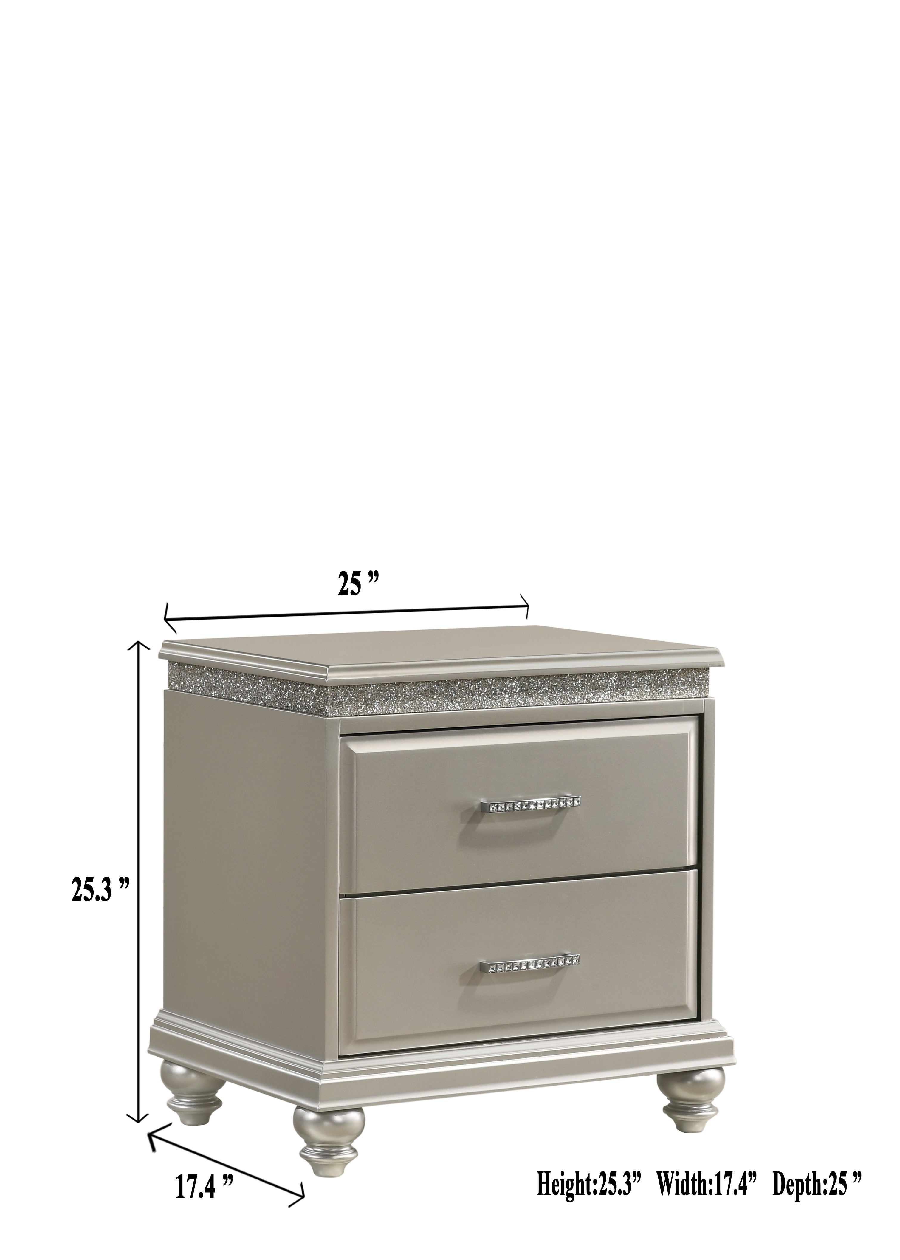 Valiant Champagne Silver Upholstered Panel Bedroom Set - MyWaynesHome #