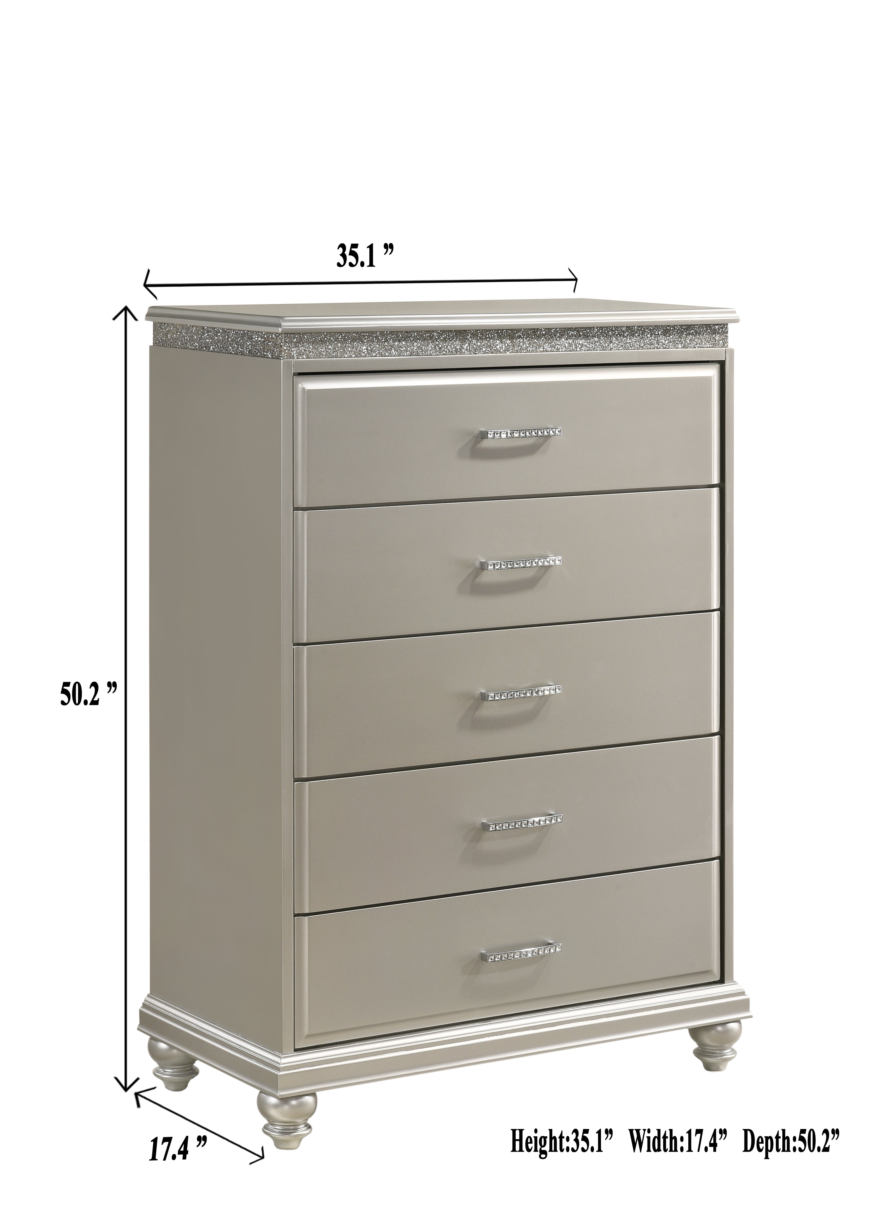 Valiant Champagne Silver Upholstered Panel Bedroom Set - MyWaynesHome #