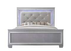 Lillian Silver King LED Upholestered Bed - MyWaynesHome #