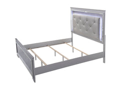 Lillian Silver King LED Upholestered Bed - MyWaynesHome #