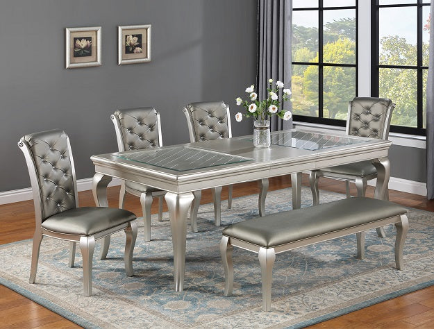 Caldwell Silver Champagne Dining Bench - MyWaynesHome #