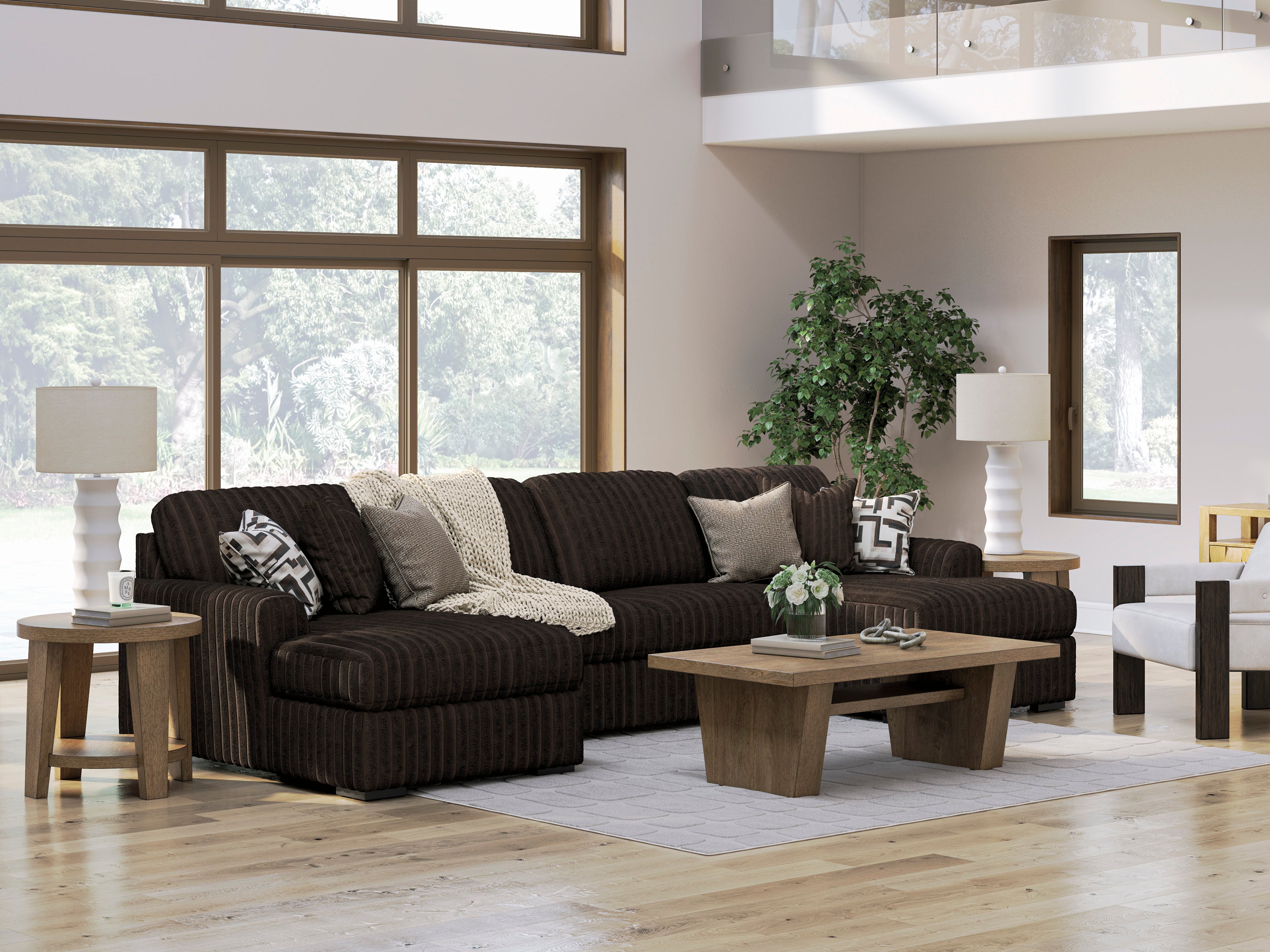 Midnight-Madness 3-Piece Sectional with Double Chaise