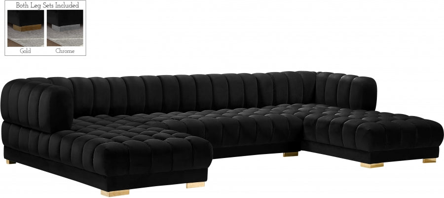 Gwen Velvet 3pc. Sectional - MyWaynesHome #