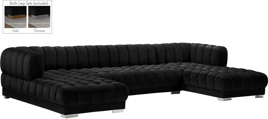 Gwen Velvet 3pc. Sectional - MyWaynesHome #