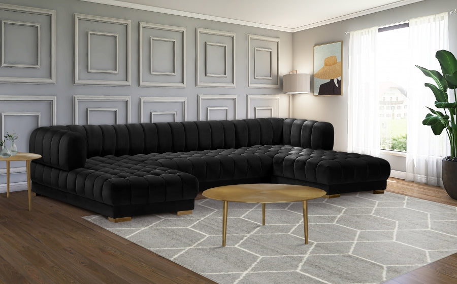 Gwen Velvet 3pc. Sectional - MyWaynesHome #