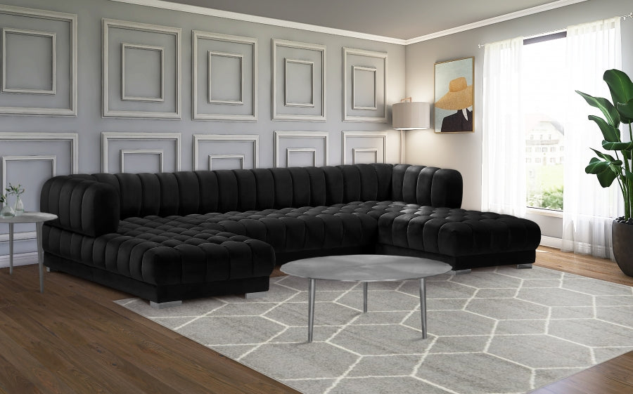 Gwen Velvet 3pc. Sectional - MyWaynesHome #