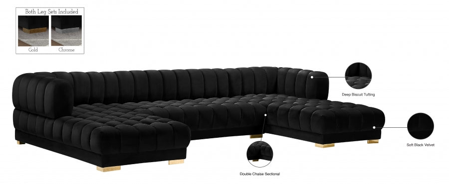 Gwen Velvet 3pc. Sectional