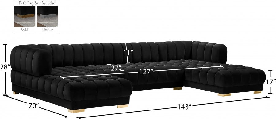 Gwen Velvet 3pc. Sectional