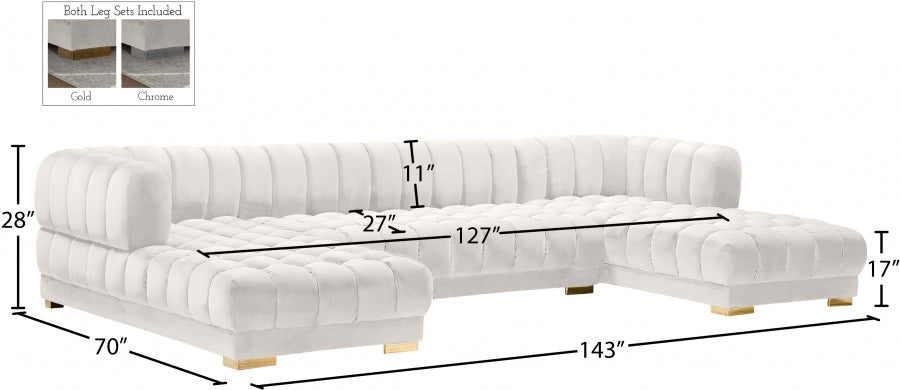 Gwen Velvet 3pc. Sectional