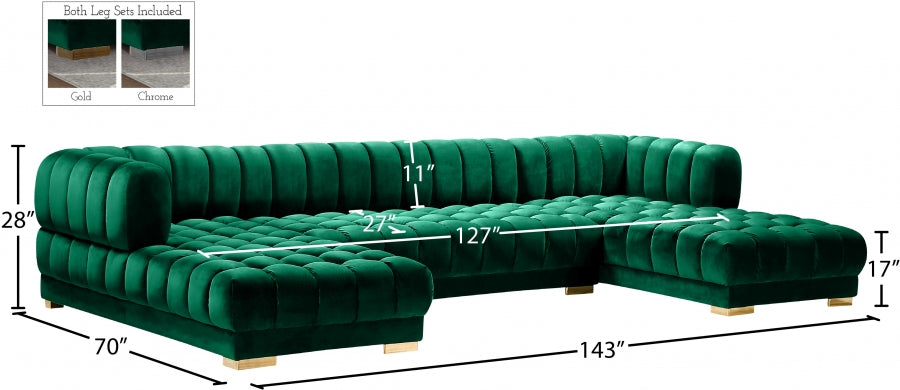 Gwen Velvet 3pc. Sectional
