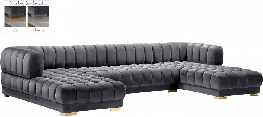 Gwen Velvet 3pc. Sectional - MyWaynesHome #