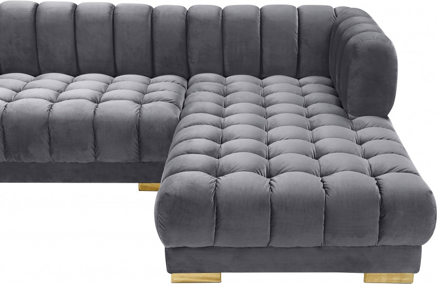 Gwen Velvet 3pc. Sectional - MyWaynesHome #