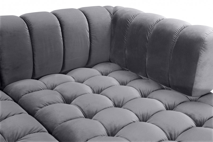 Gwen Velvet 3pc. Sectional - MyWaynesHome #
