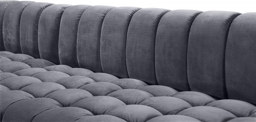 Gwen Velvet 3pc. Sectional - MyWaynesHome #