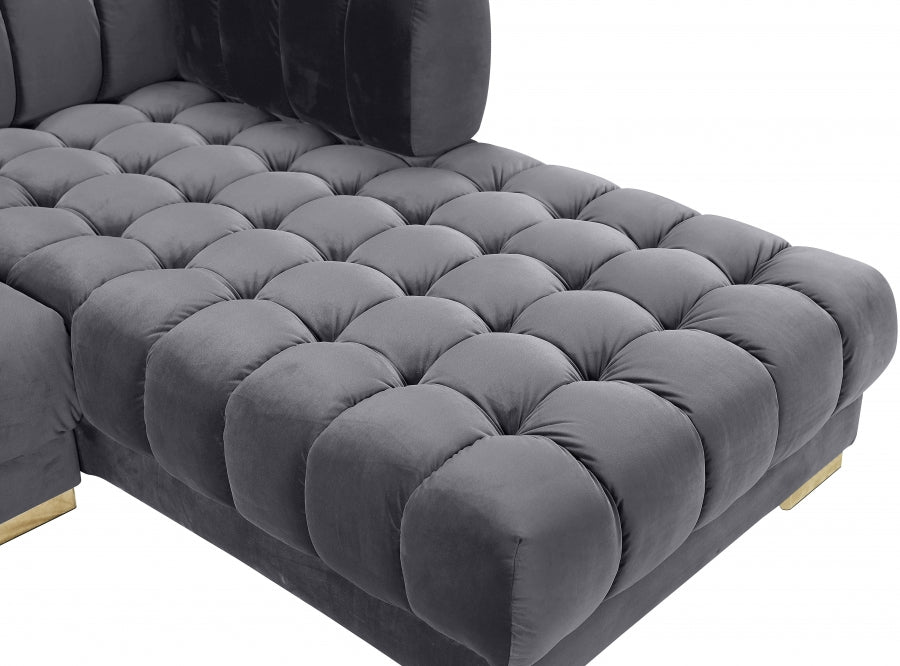 Gwen Velvet 3pc. Sectional - MyWaynesHome #