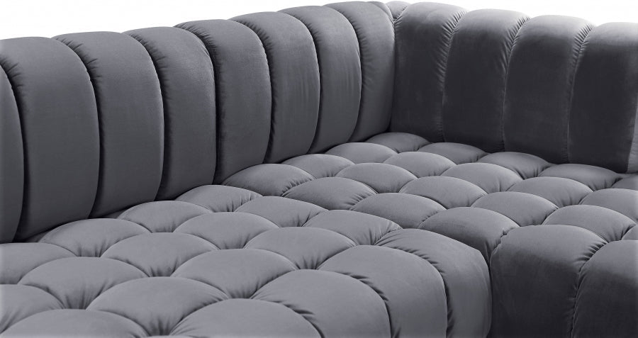 Gwen Velvet 3pc. Sectional - MyWaynesHome #