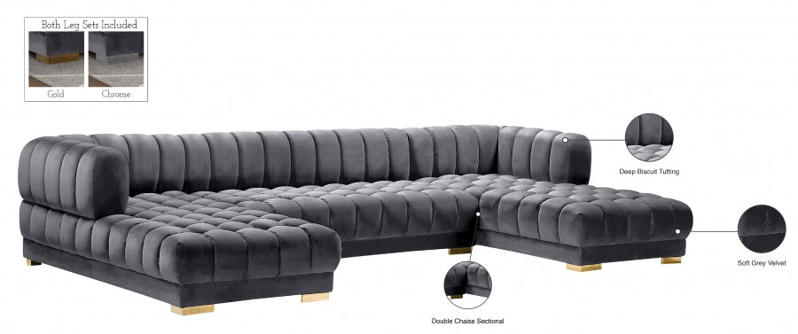 Gwen Velvet 3pc. Sectional - MyWaynesHome #