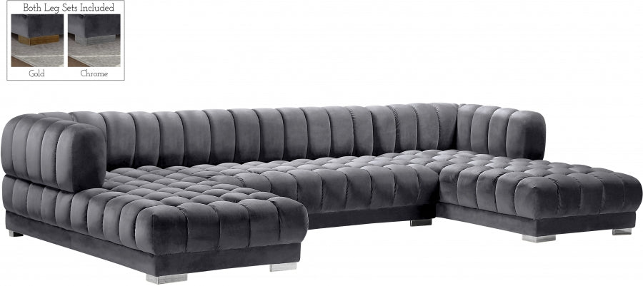 Gwen Velvet 3pc. Sectional - MyWaynesHome #