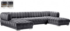 Gwen Velvet 3pc. Sectional - MyWaynesHome #