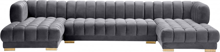 Gwen Velvet 3pc. Sectional - MyWaynesHome #